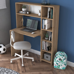 Rani HA104 Bureau d'ordinateur avec étagères Basket Walnut